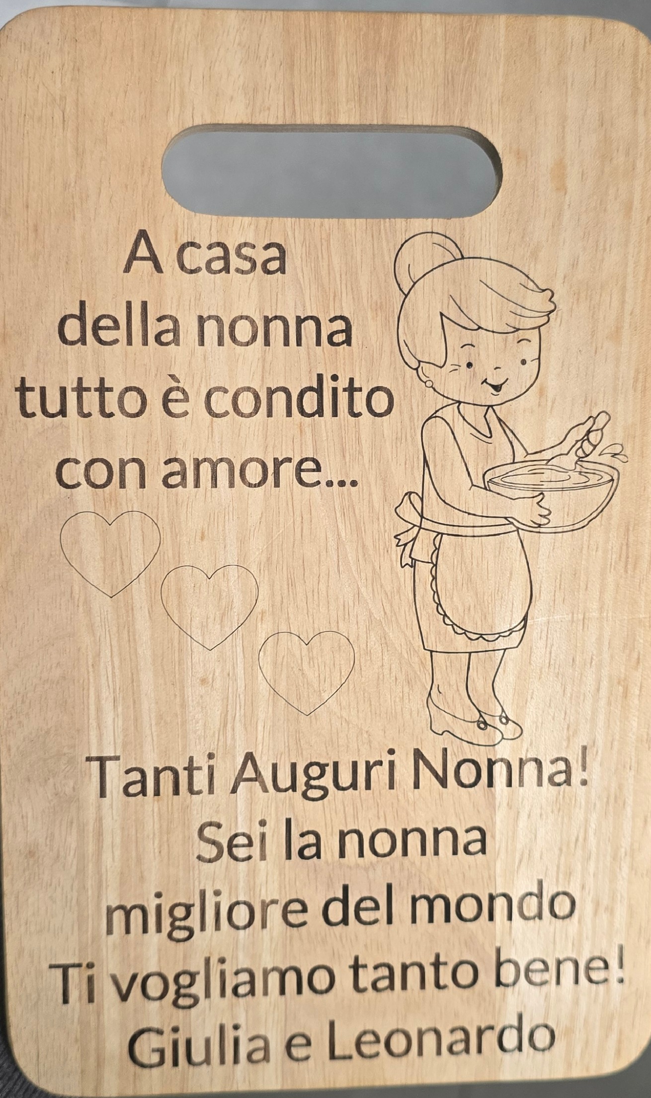 Tagliere inciso personalizzato